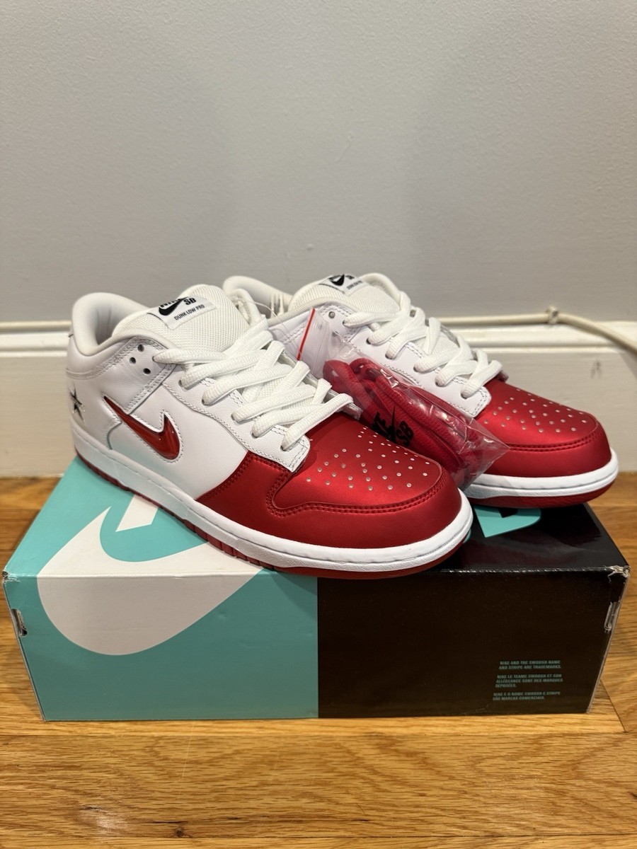 Nike SB Dunk Low Supreme Jewel Swoosh Red DS Size 8.5 | CK3480-600