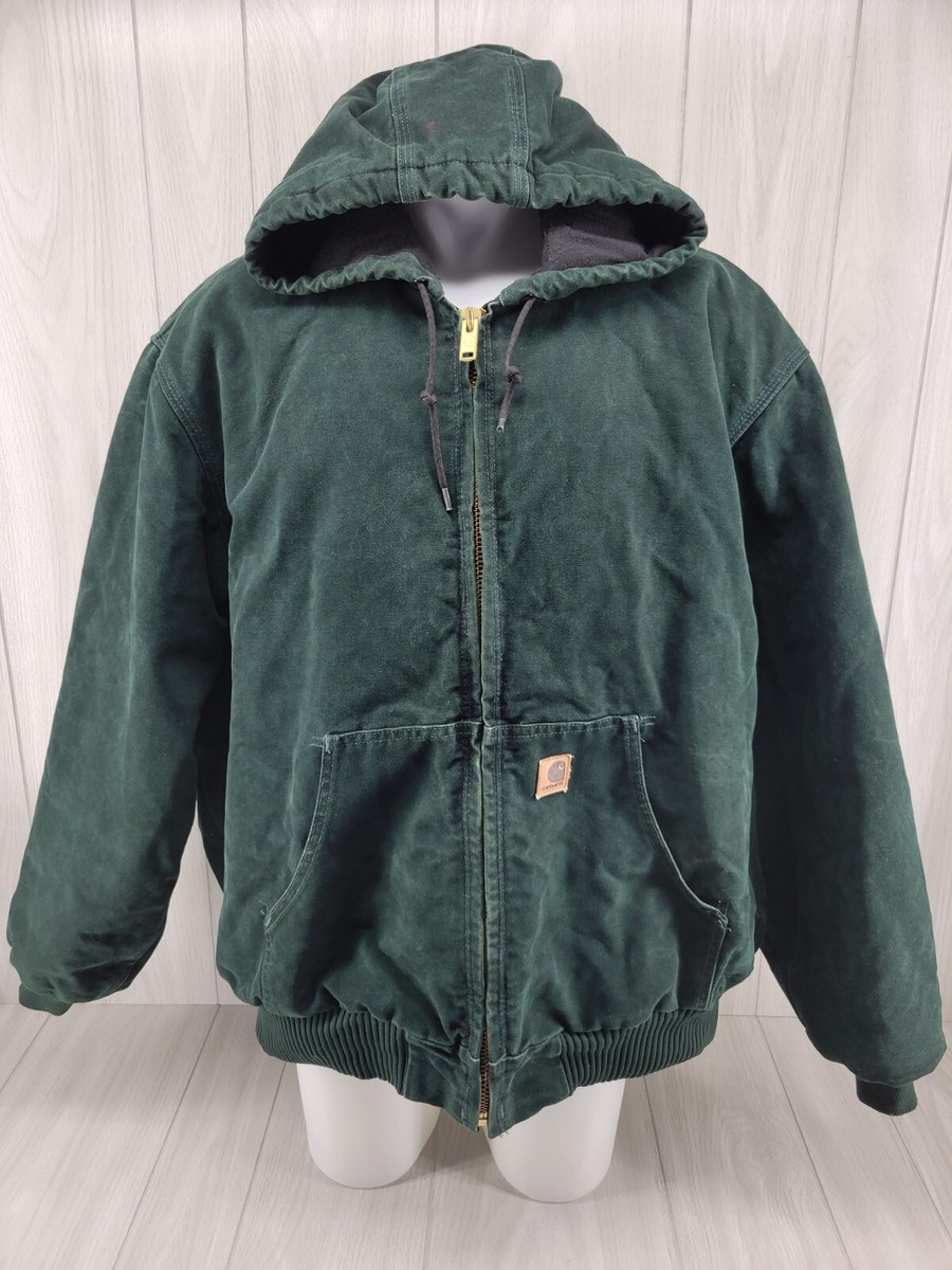 Carhartt J130 SPC Green Hooded Duck Canvas 3XL Zip Quilt Lined