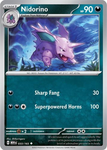 Nidorino 1st Edition Shadowless Pokémon TCG Base Set 37/102
