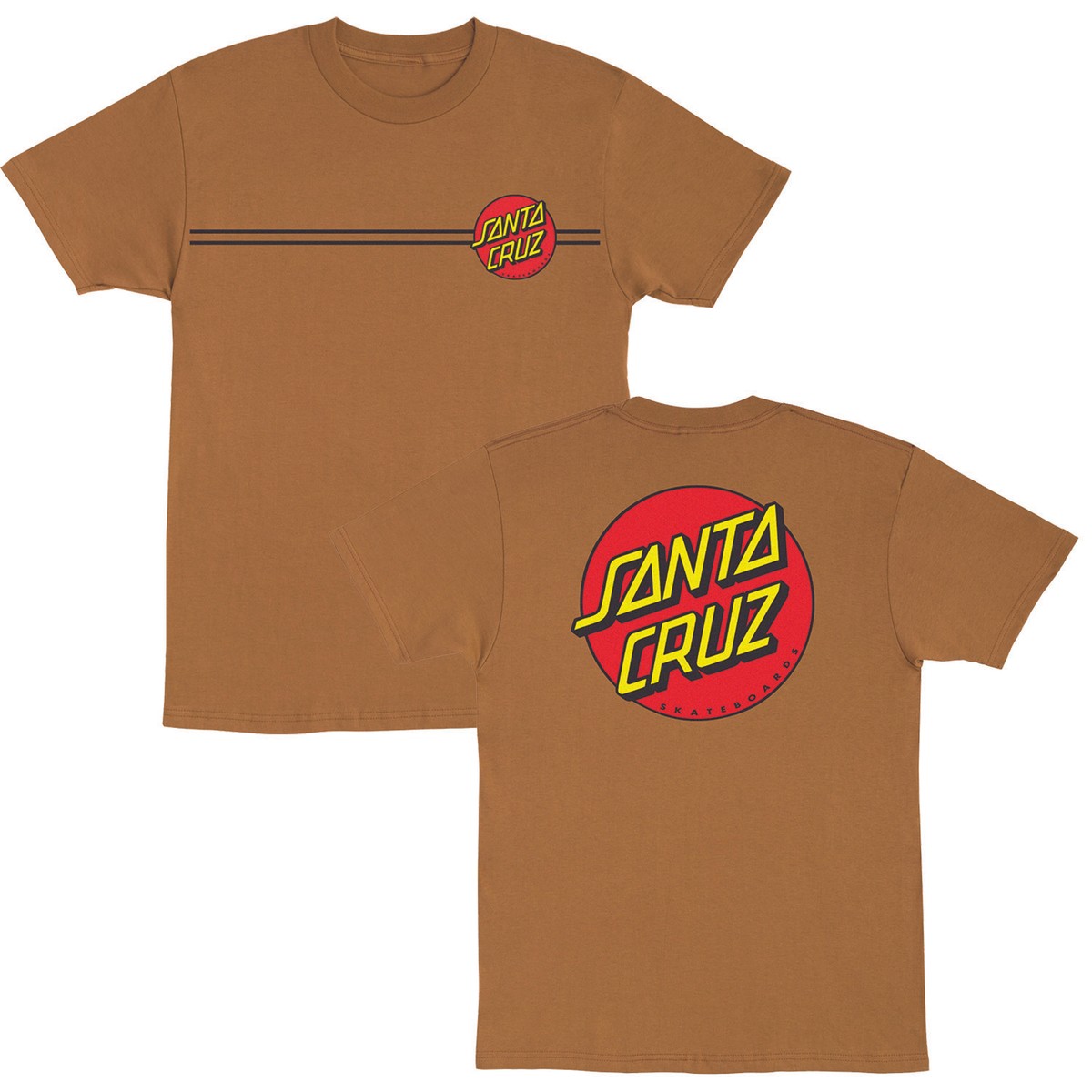 Santa Cruz Classic Dot T Shirt Tee Skateboard Brown Multiple Sizes