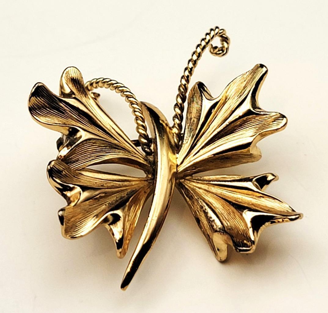 Vtg Signed 1966 GROSSE Christian Dior Germany Gold tone BUTTERFLY