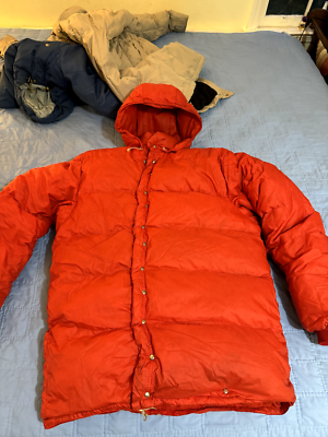 RARE DOUBLE Parka Vintage Mens MONCLER Lionel Terray Red Down