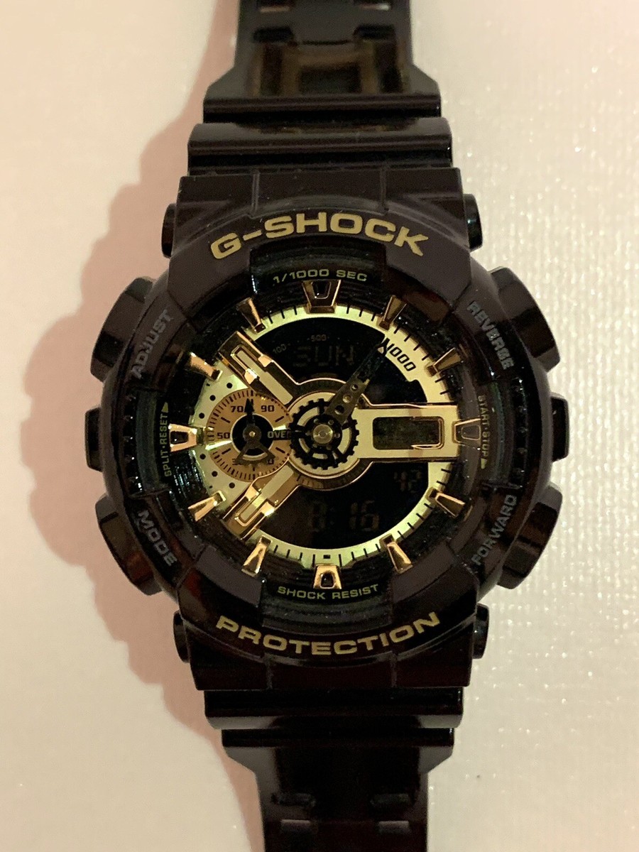 Casio G-SHOCK GA110GB-1A Men's XL 3D Glossy Black Gold Resin