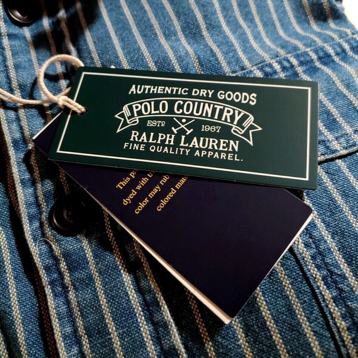 POLO COUNTRY RALPH LAUREN CLASSIC FIT BLUE INDIGO STRIPED WORK