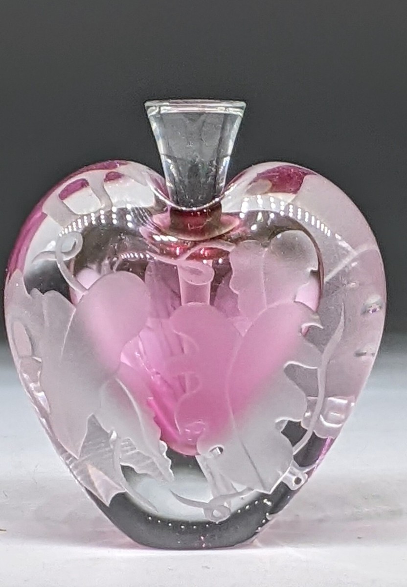 Etched Parrot Heart shape Perfume Bottle Phyllis Polito Zellique