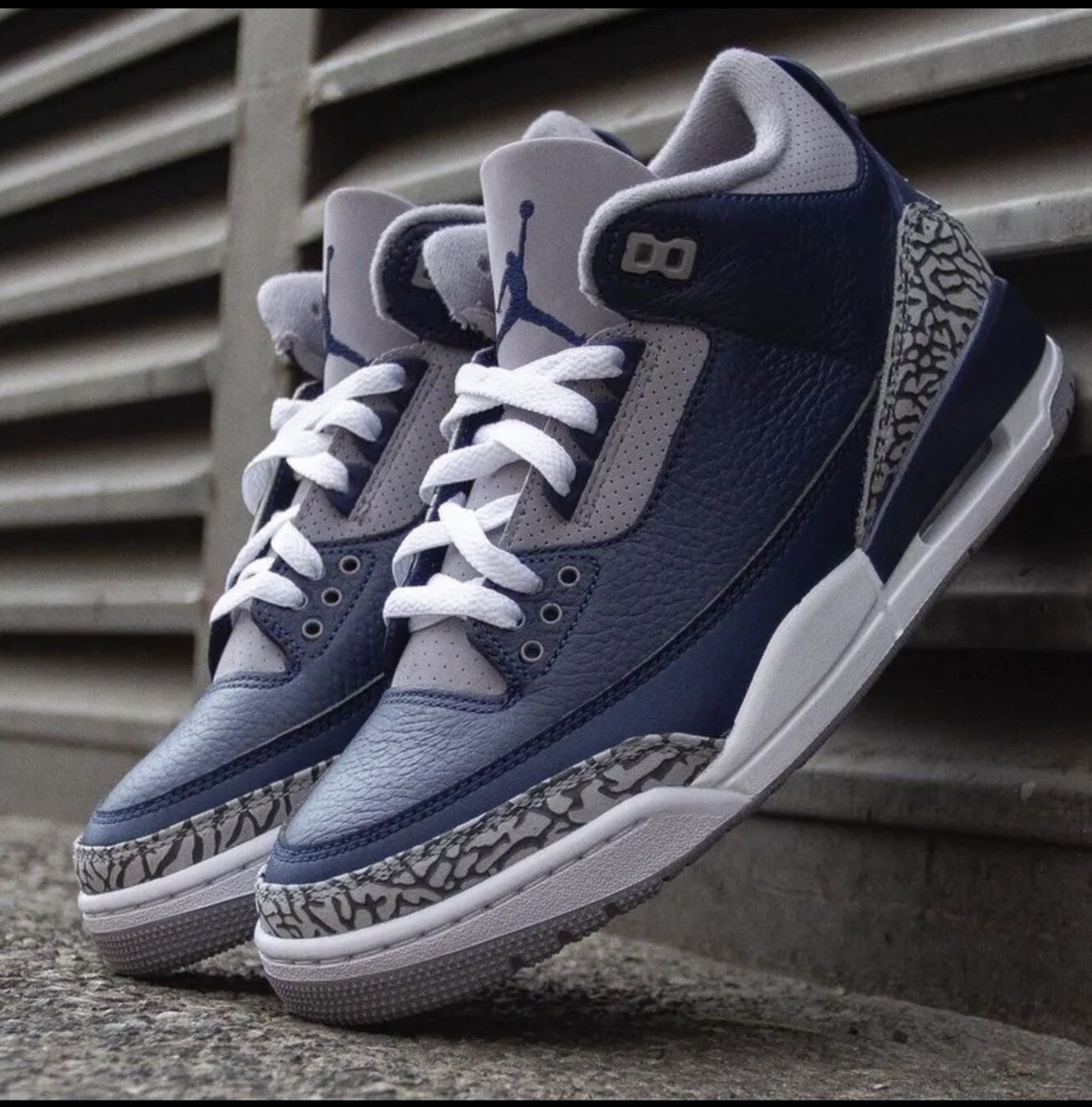 Nike Air Jordan 3 Retro Midnight Navy Georgetown Women Sz 8, GS