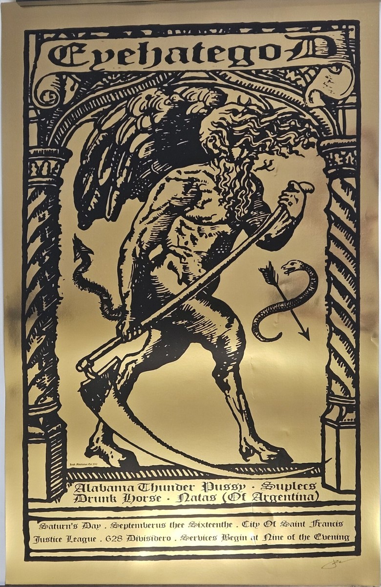 FRANK KOZIK SIGNED POSTER ~ Eyehategod Concert 2000 Tour Gold Foil