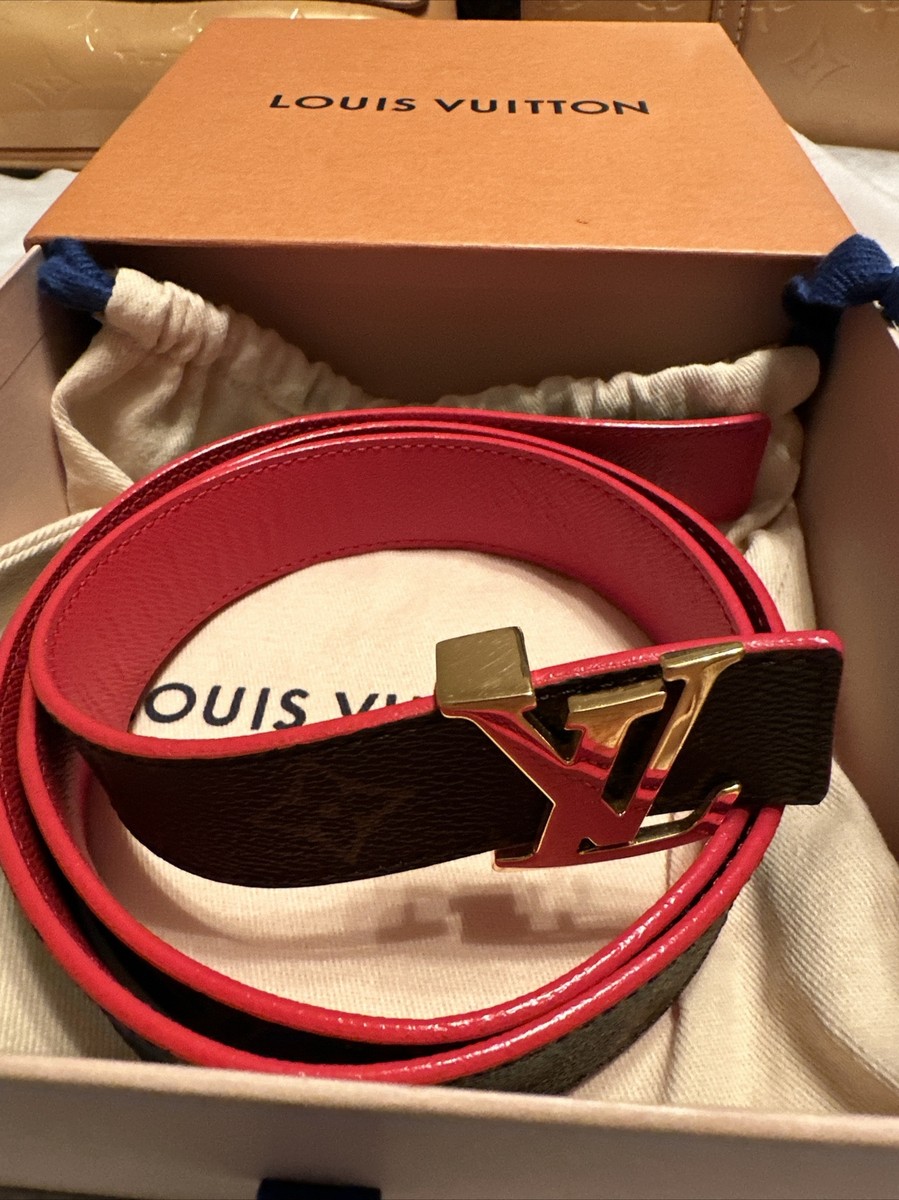 LOUIS VUITTON LV Belt Monogram Brown/Red 90/36 | eBay