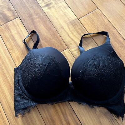 Victoria's Secret Black Lace Dream Angels Push Up Bra Size 32DD | eBay