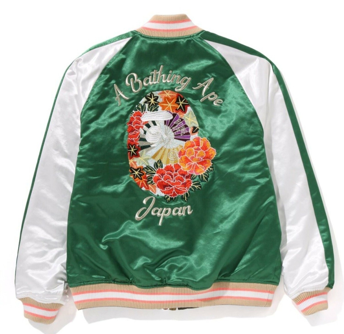 A Bathing Ape BAPE Japanese Peony Embroidery Reversible Souvenir