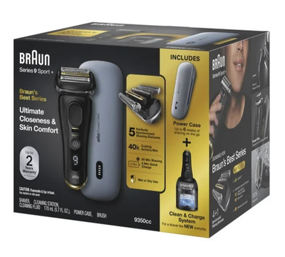 BRAUN Series 9 Sport + 9350CC Wet & Dry Clean & Charge System