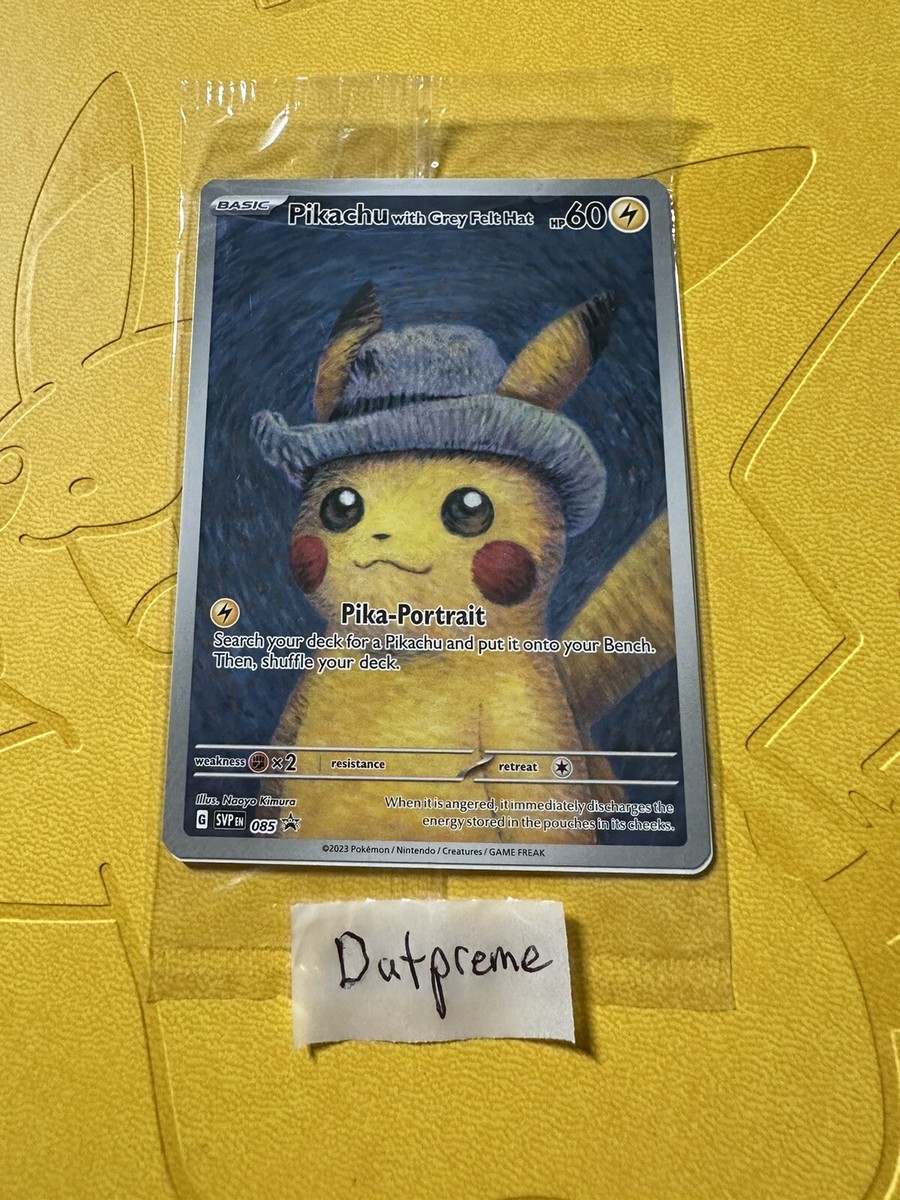Pikachu with Grey Felt Hat 085 Promo Card Pokemon Van Gogh Museum
