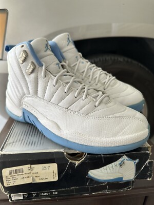 2004 NIKE AIR JORDAN 12 RETRO MELO SZ 8.5 136001-142 WHITE BLUE