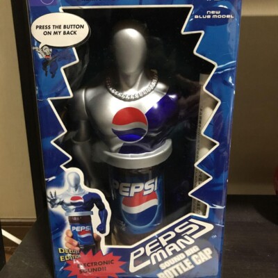 PEPSI MAN PEPSIMAN FIGURE SOUND BIG BOTTLE CAP LIMITED 1999 30cm