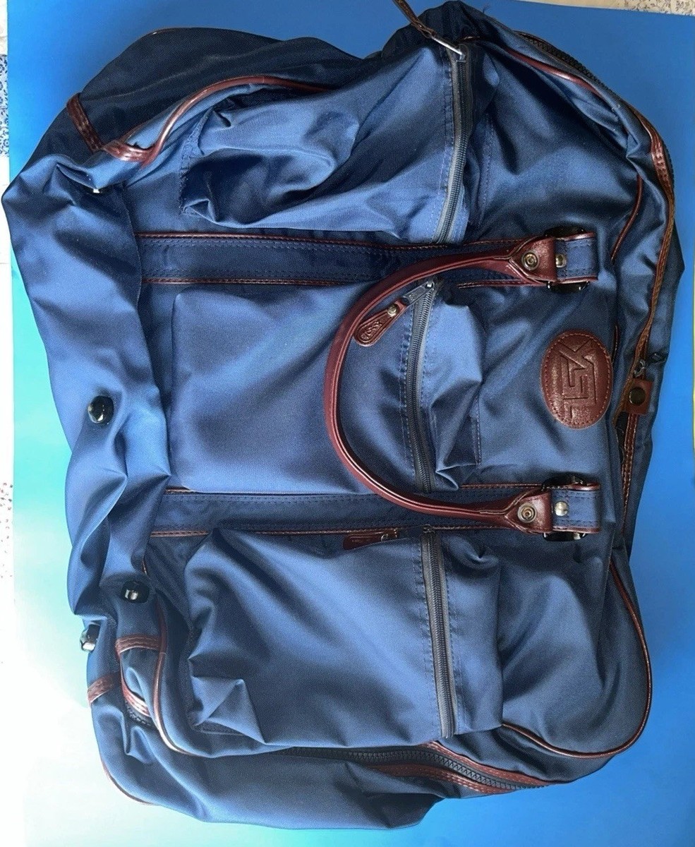 Vintage YSL Yves Saint Laurent Travel Bag/luggage Blue Brown Korea