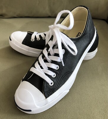 Converse JACK PURCELL Black Leather SIZE 6.5 Women's~5 Men's EUC