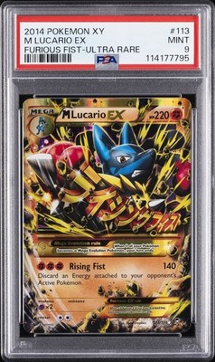 2014 POKEMON XY FURIOUS FISTS ULTRA RARE #113 M LUCARIO EX PSA 9