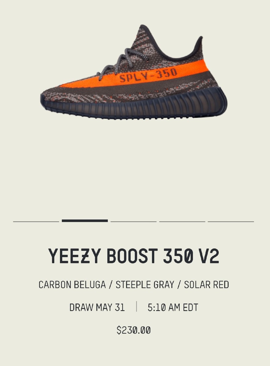 Adidas YZY Yeezy Boost 350 V2 Carbon Beluga HQ7045 Size 12.5 M