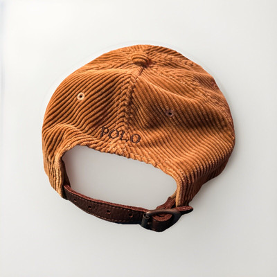 Vintage Polo Ralph Lauren Corduroy Baseball Cap Hat Leather