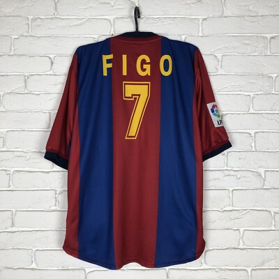 FC Barcelona #7 Figo 1998 1999 home jersey vintage nike Size L