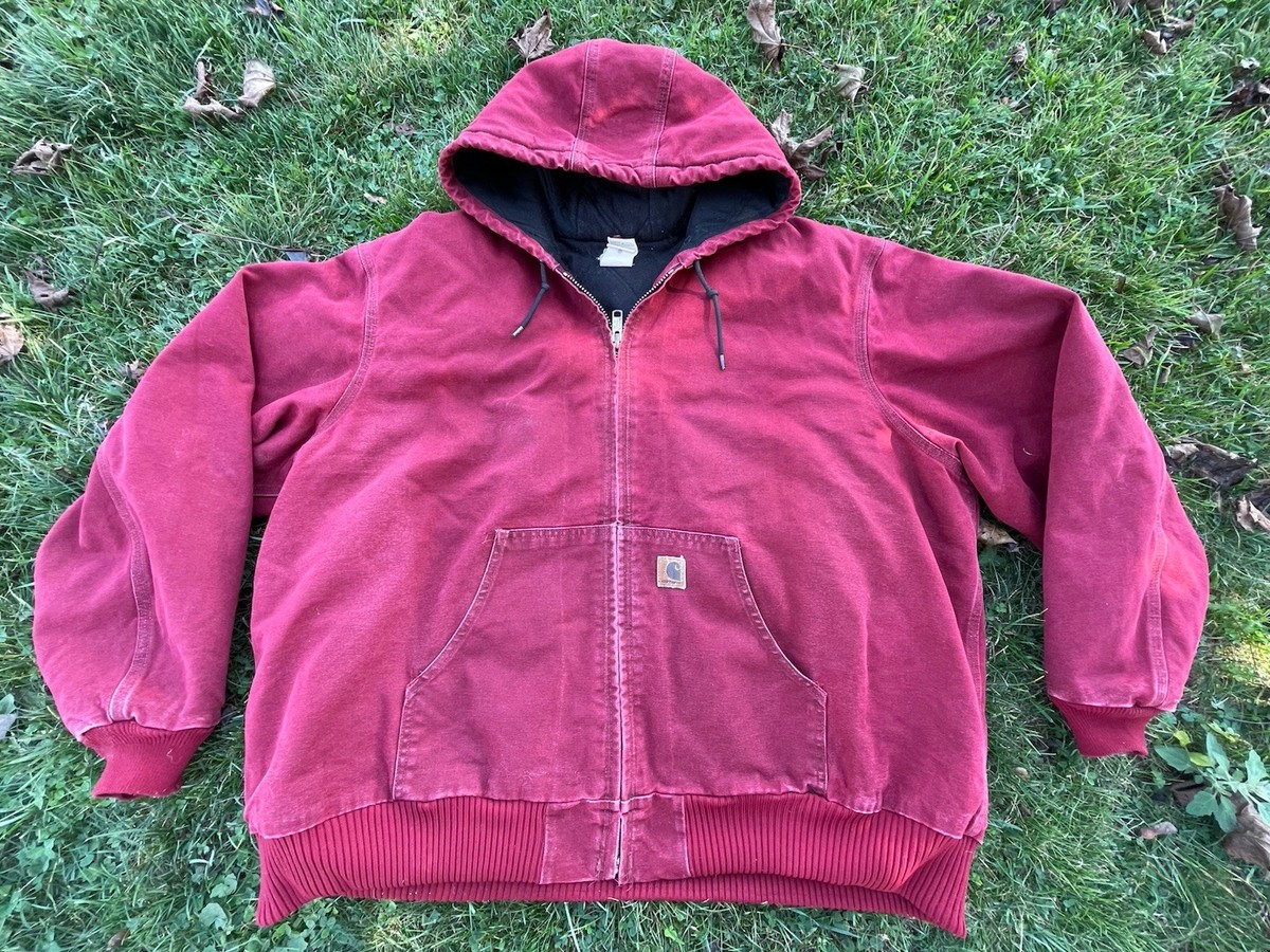 Vintage Carhartt J130 CRI Crimson Quilted Lined Duck Jacket 3XL