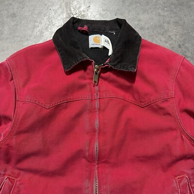 VTG 90s Carhartt Santa Fe Canvas Bomber Jacket Men's Medium Cherry