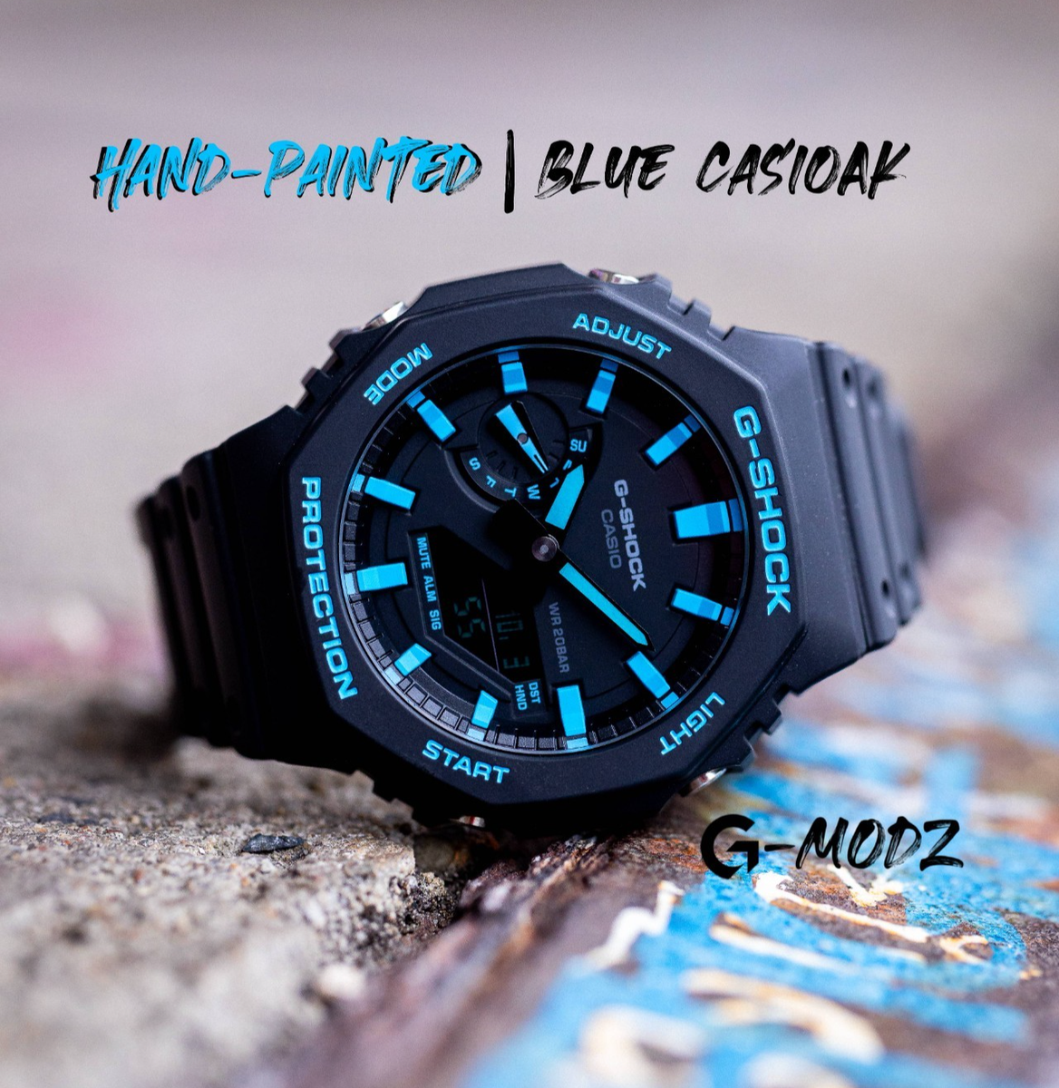 Hand-Painted G-Shock Blue | GA-2100 | eBay