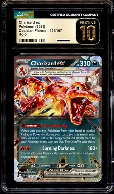 CGC 10 PRISTINE Charizard Ex 125/197 HOLO RARE Obsidian Flames