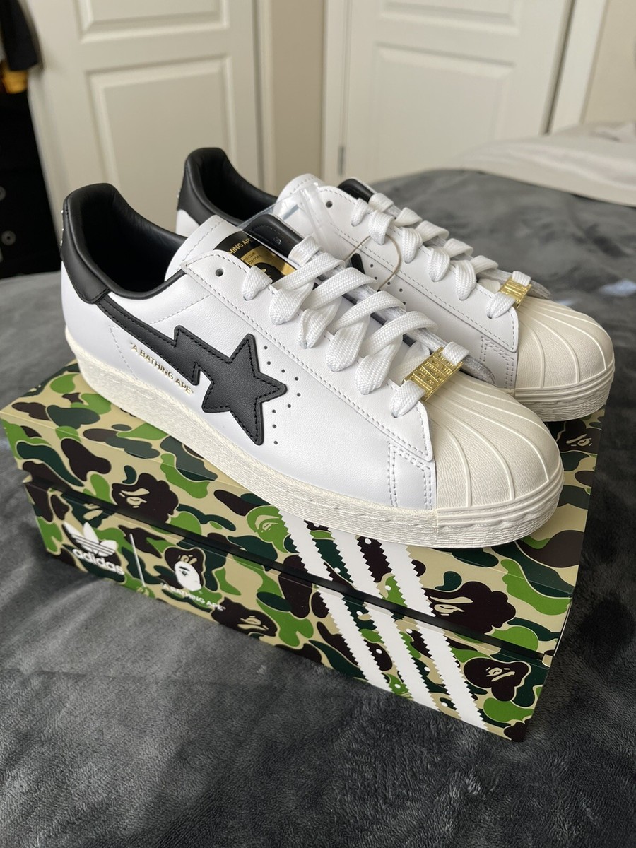 Adidas x Bape Superstar White/Black Size 6 (Women's 7.5) | eBay