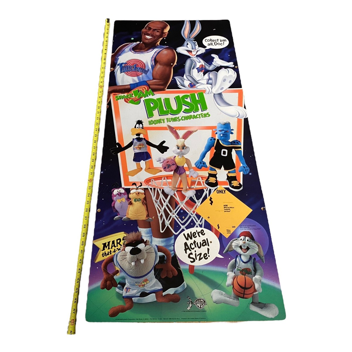 Michael Jordan 1996 SPACE JAM McDonalds Promo Display Sign Warner