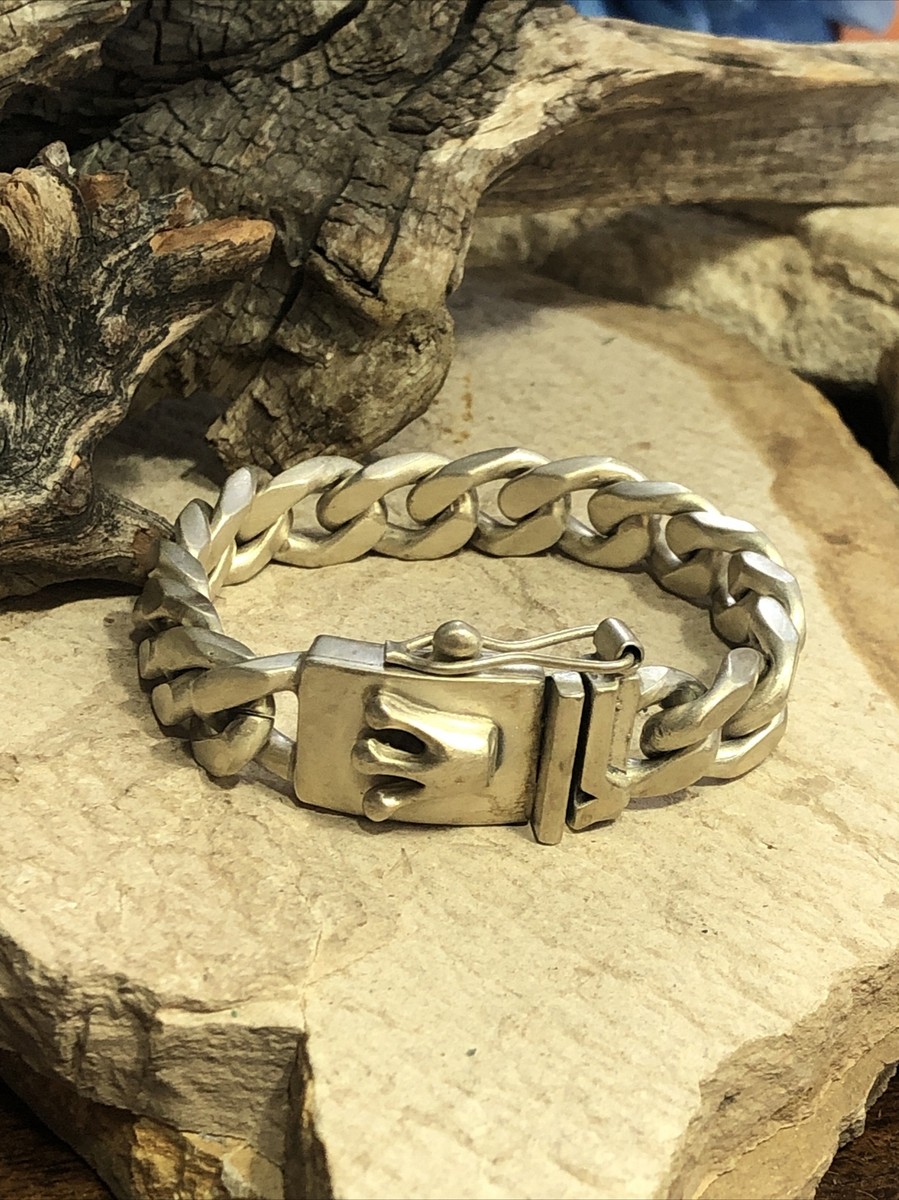 VERSANI 925 Sterling Silver CROWN Curb chain Safe lock Heavy