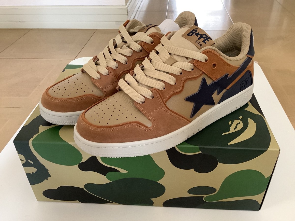 Authentic a bathing ape bape sk8 sta #4 men's US 9 9.5 beige new