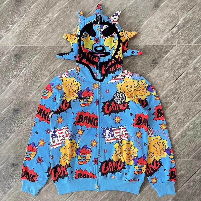 Glo Gang Worldwide Glo Bang Full Zip Hoodie (Blue) Men Heavyweight