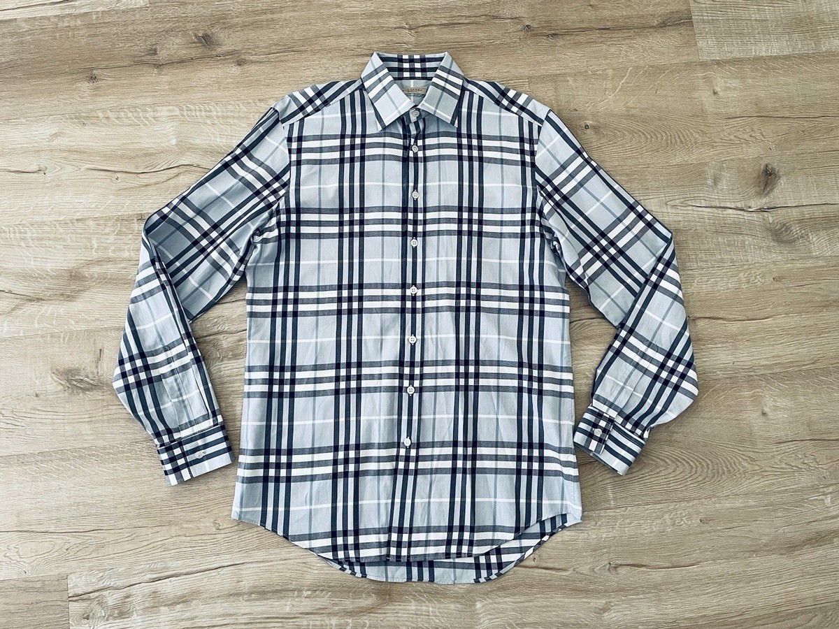 Burberry Brit Men's Blue Nova Check Cotton Long Sleeve Button Up