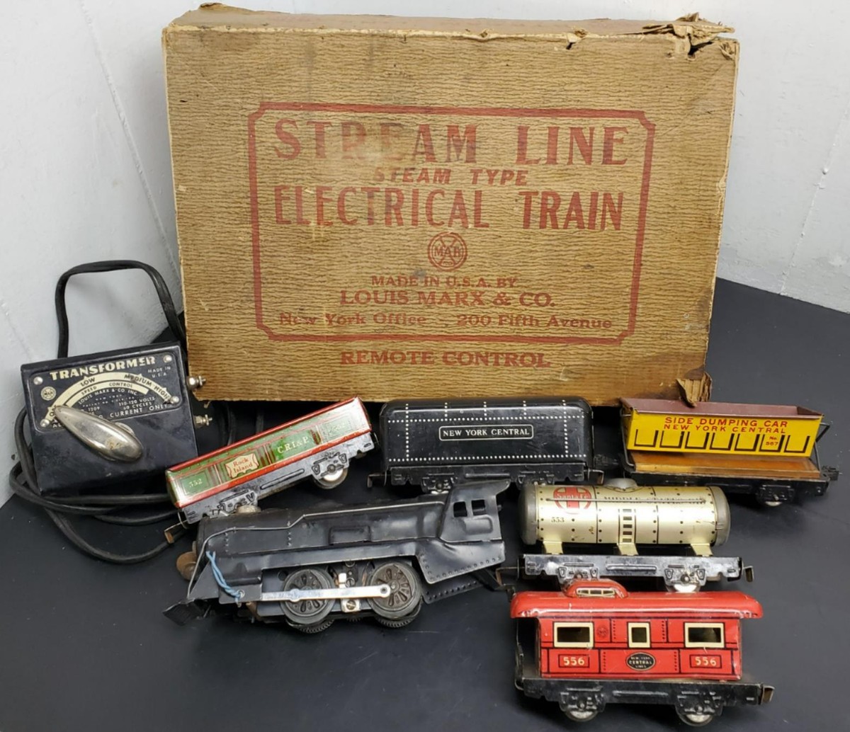 Antique Marx Stream Line Steam Type Electrical Train Set In