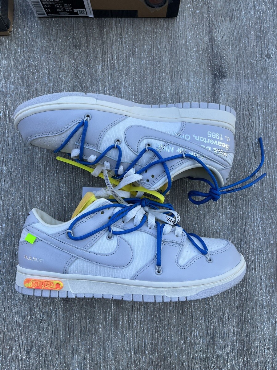 Off White x Nike Dunk Low Lot#10 Sail Neutral Grey Battle Blue Men