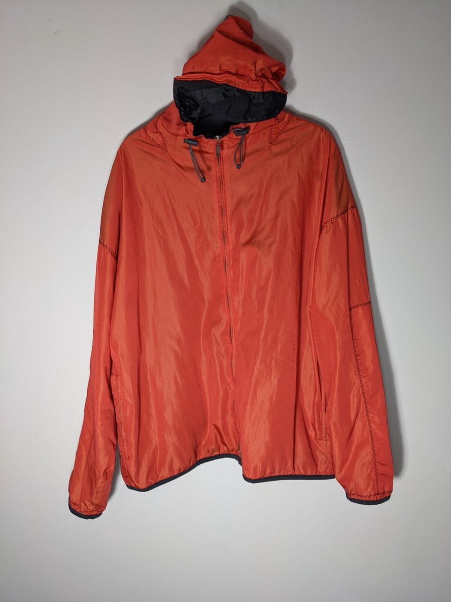 Zegna S Sport Windbreaker Jacket Mens L Orange Made In Italy Zip