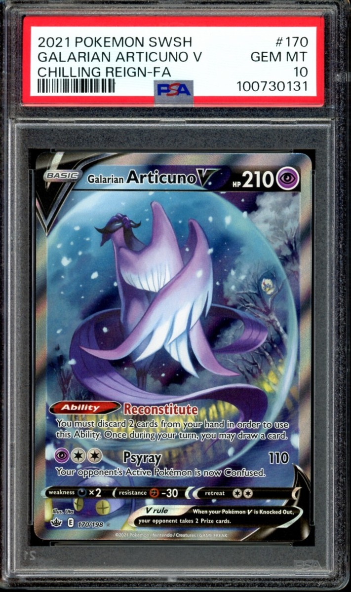 PSA 10 GEM MINT Galarian Articuno V 170/198 Alt Art Chilling Reign