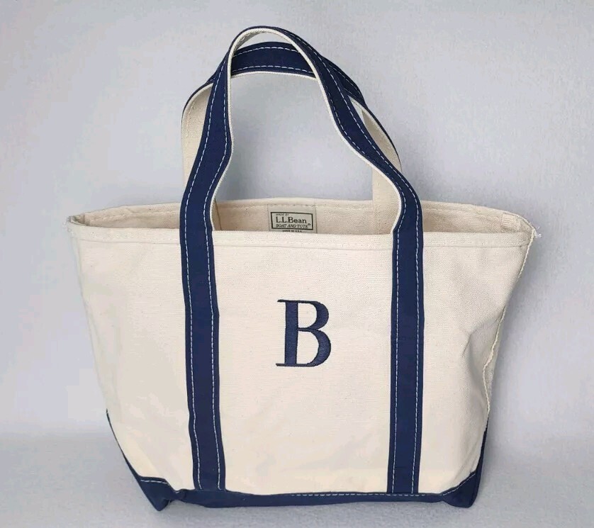 Vintage L.L. Bean Boat & Tote Made in USA Open Top White Canvas