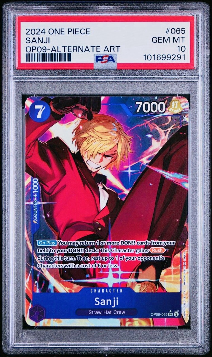 💎One Piece Card Game TCG PSA 10 Sanji OP09-065 SR Alt Art (POP 2