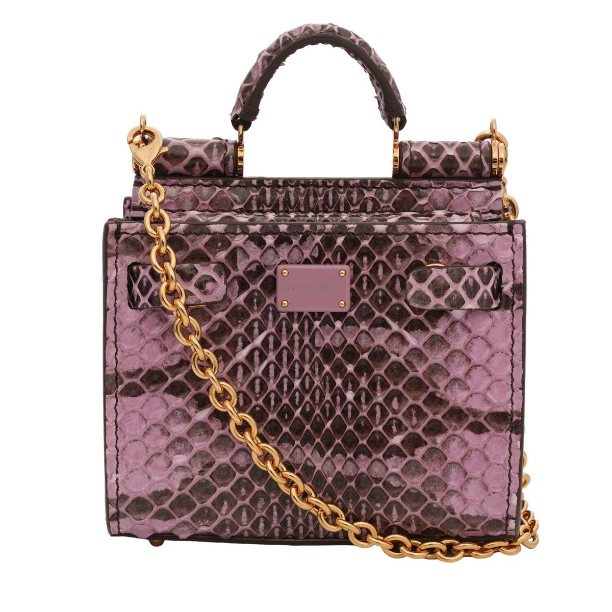 DOLCE & GABBANA Snake Leather Crossbody Bag SICILY 62 Micro Rose