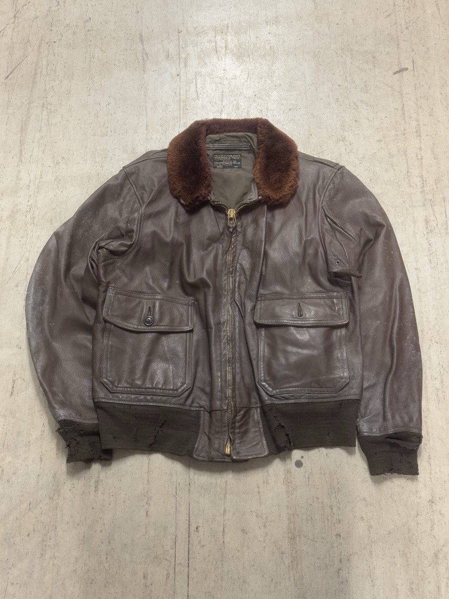 Vintage G-1 Leather Flight Jacket Star Sportswear MFG Co USN Navy