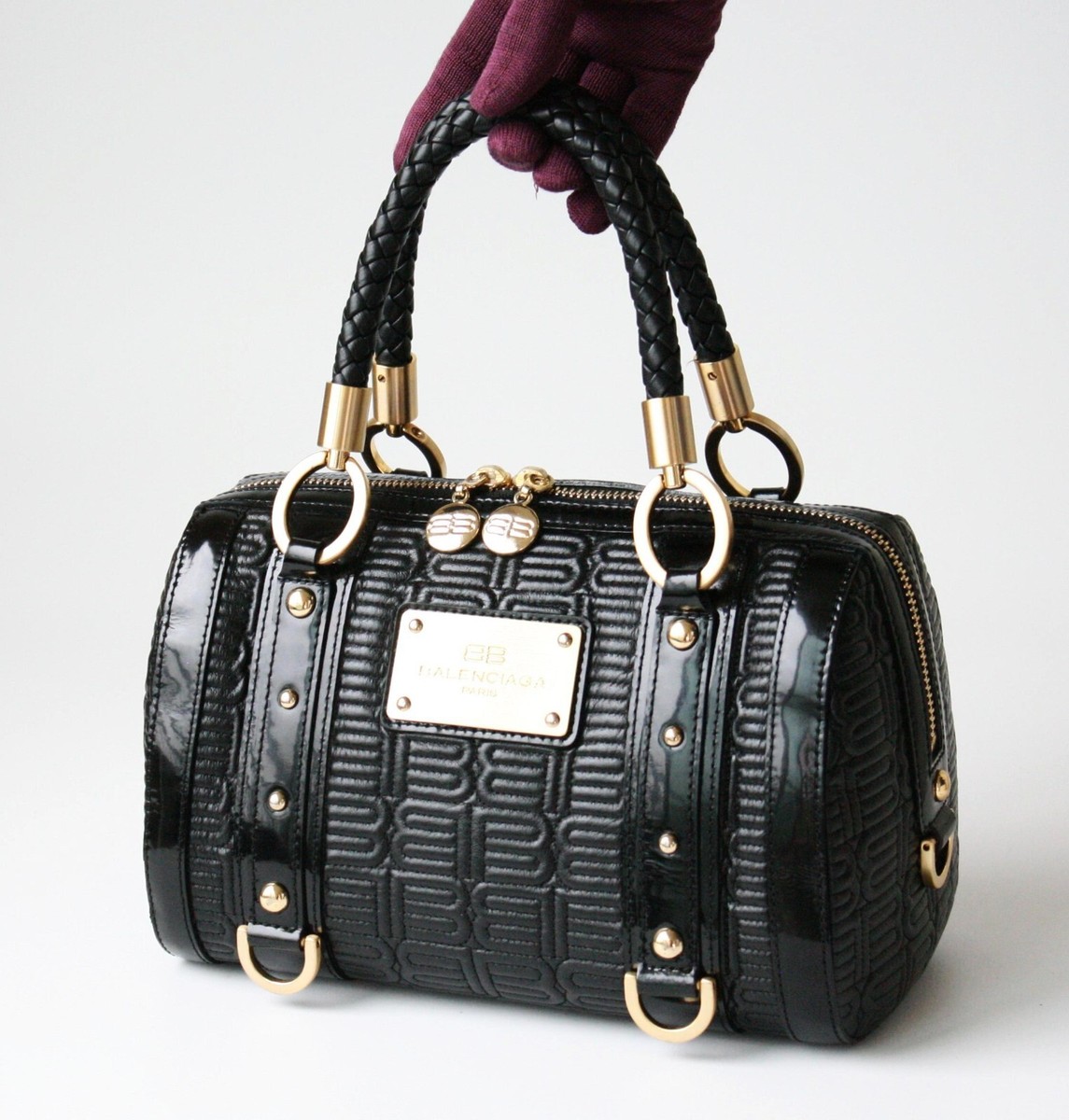 Balenciaga Black Leather Quilted Boston top handle Bag | eBay