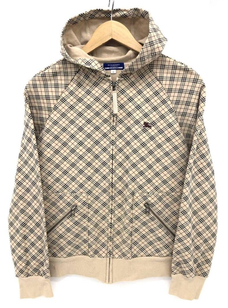 Burberry Blue Label Logo Embroidered Hoodie Zipper Nova Check
