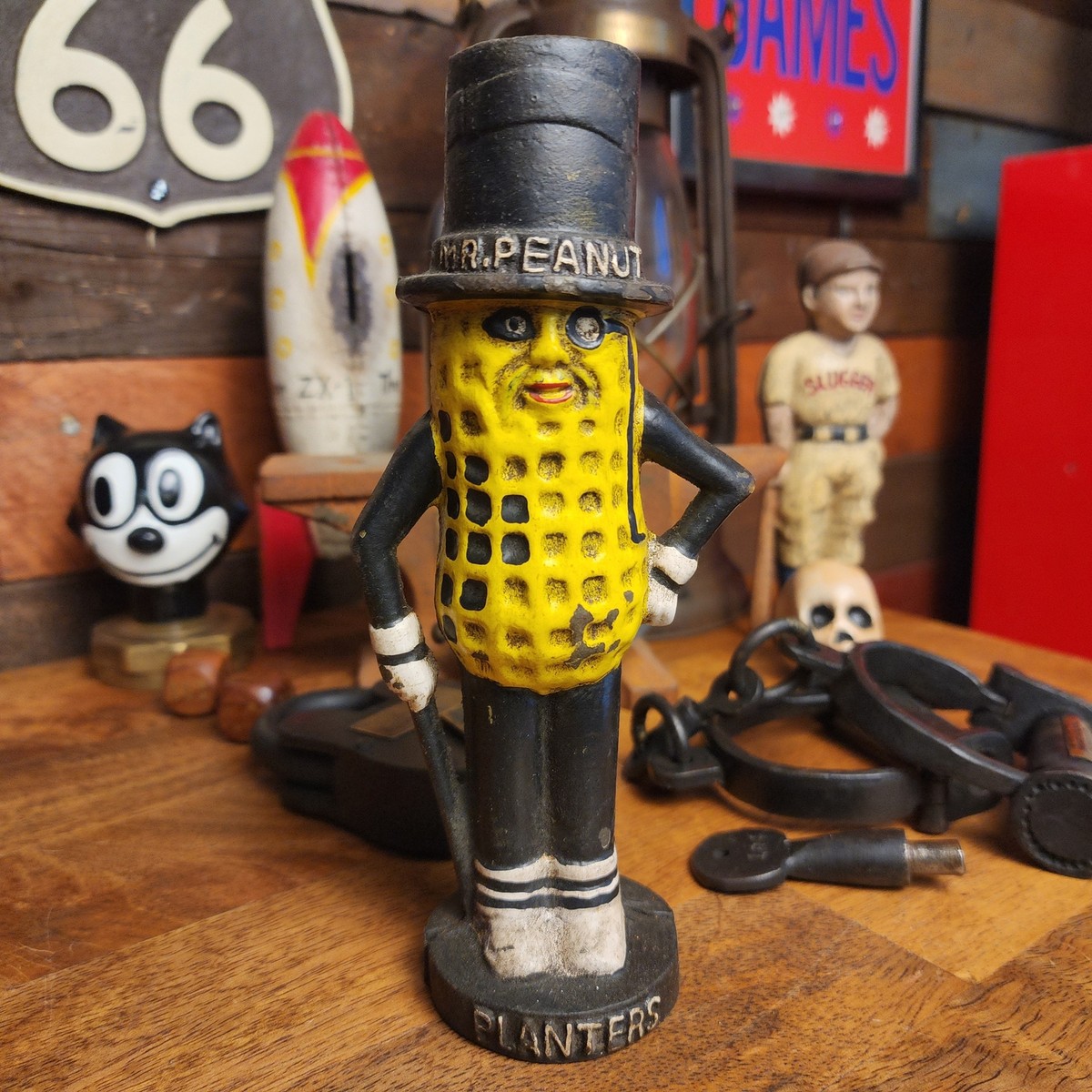 Planters Mr. Peanut Cast Iron Bank With Painted Antique Finish (8
