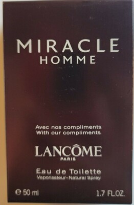 LANCOME MIRACLE HOMME MEN 1.7 OZ / 50 ML EAU DE TOILETTE SPRAY HTF