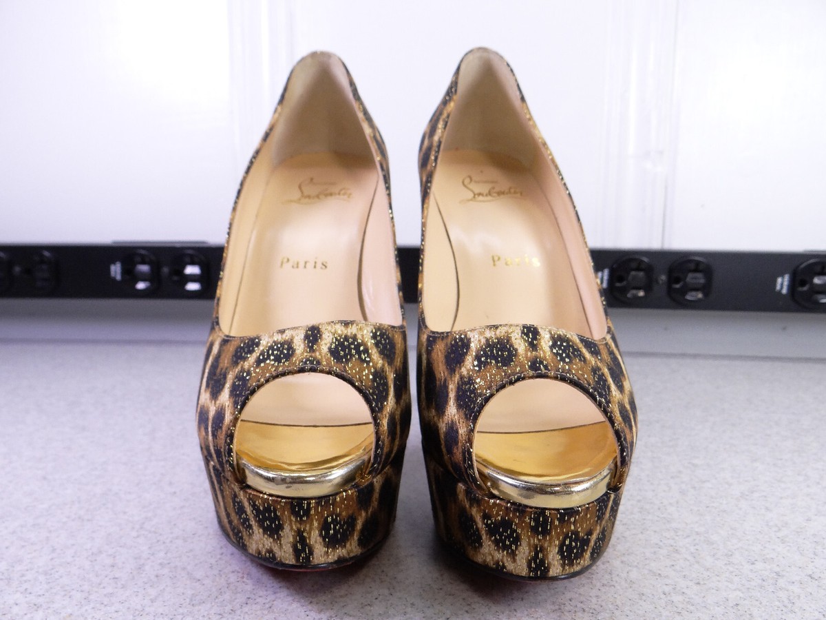 Women's Christian Louboutin Cheetah Fur Print Louis Vuitton Heel