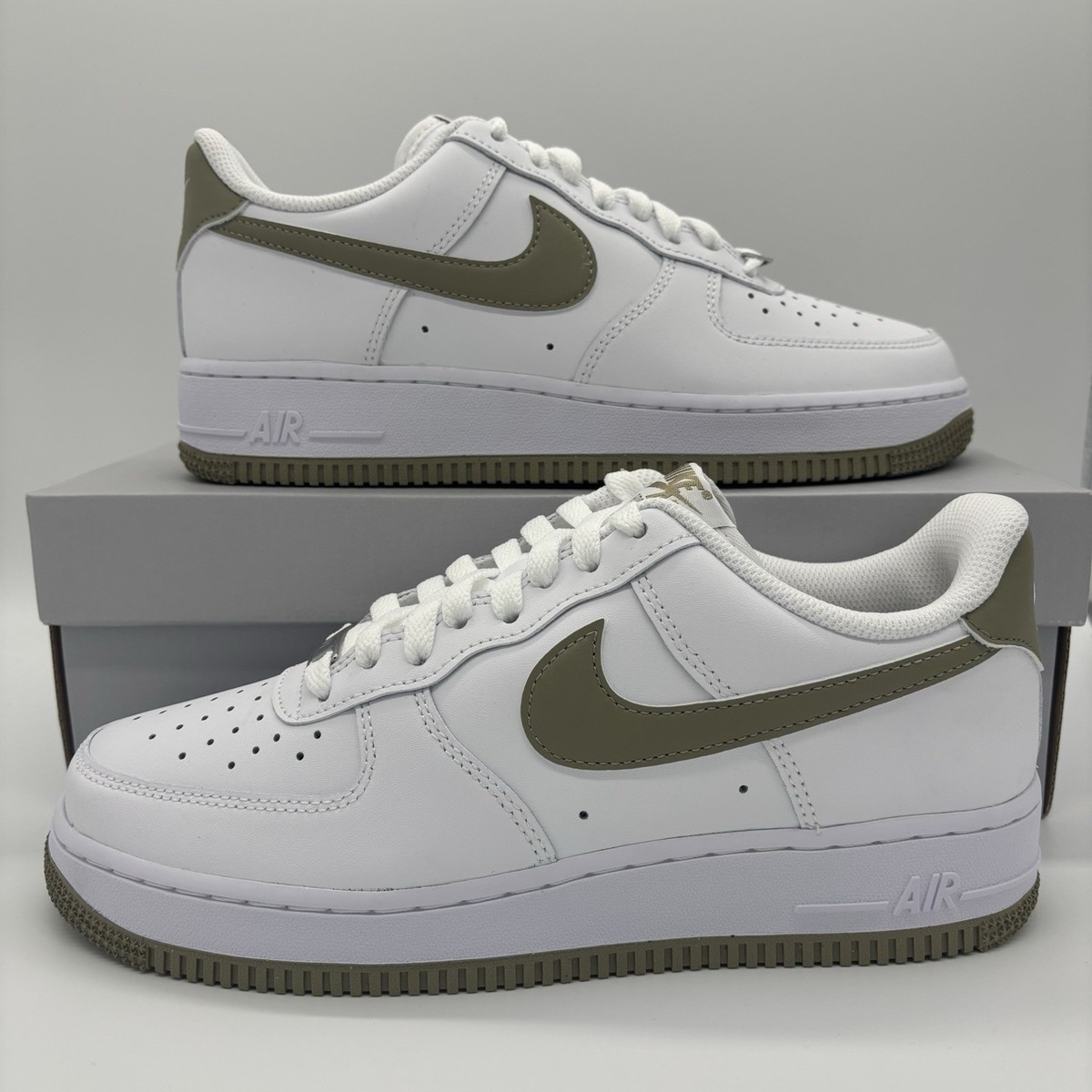 Nike Air Force 1 '07 White Neutral Olive Sneakers FJ4146-110 Mens
