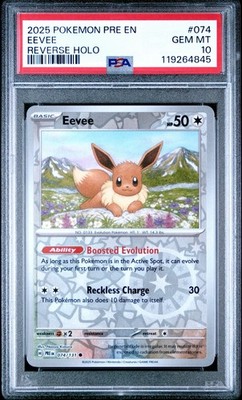 2025 Pokemon Prismatic Evolutions # 074 Eevee Reverse Holo PSA 10