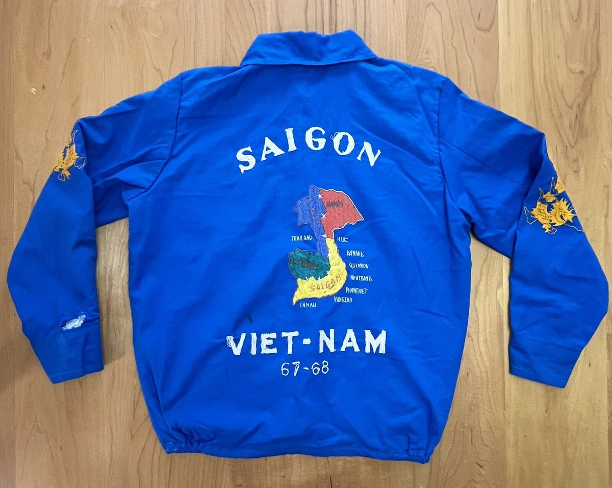 VTG 60s Youth Vietnam Saigon 1967 / 68 Blue Souvenir Tour Jacket